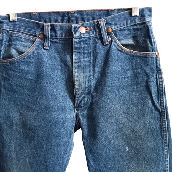 Men's 31x34 Vintage Wrangler 13MWZ Denim Jeans Straight-Leg Distressed USA 90's - Picture 3 of 7